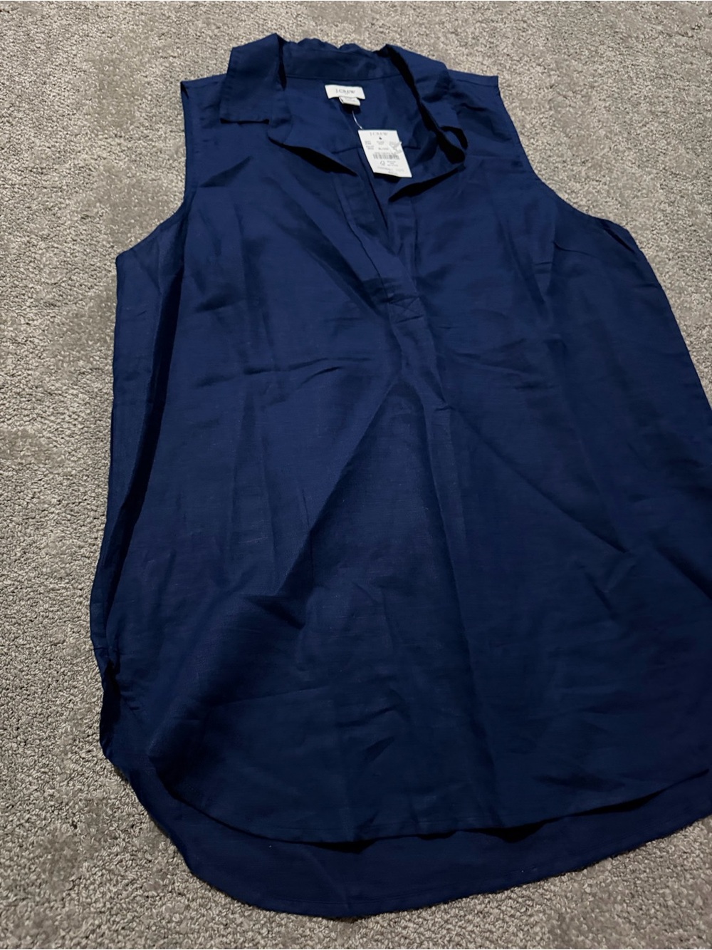 NWT J. Crew sleeveless collared women’s top navy blue medium petite